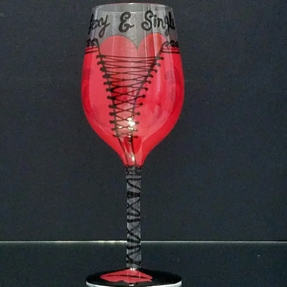 Sexy and Single Wine Glass Hand Painted Barware